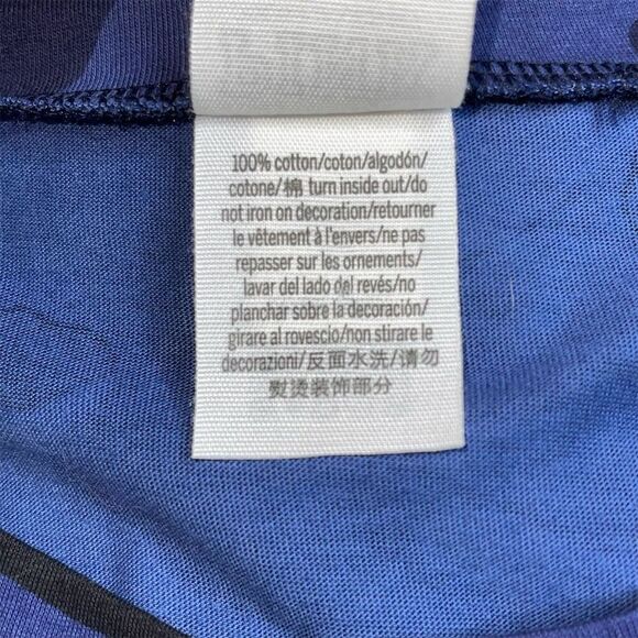 Victoria’s Secret PINK Blue Camo Campus Tee with Foil Tape Logo Stripe Sleeves - Picture 8 of 8